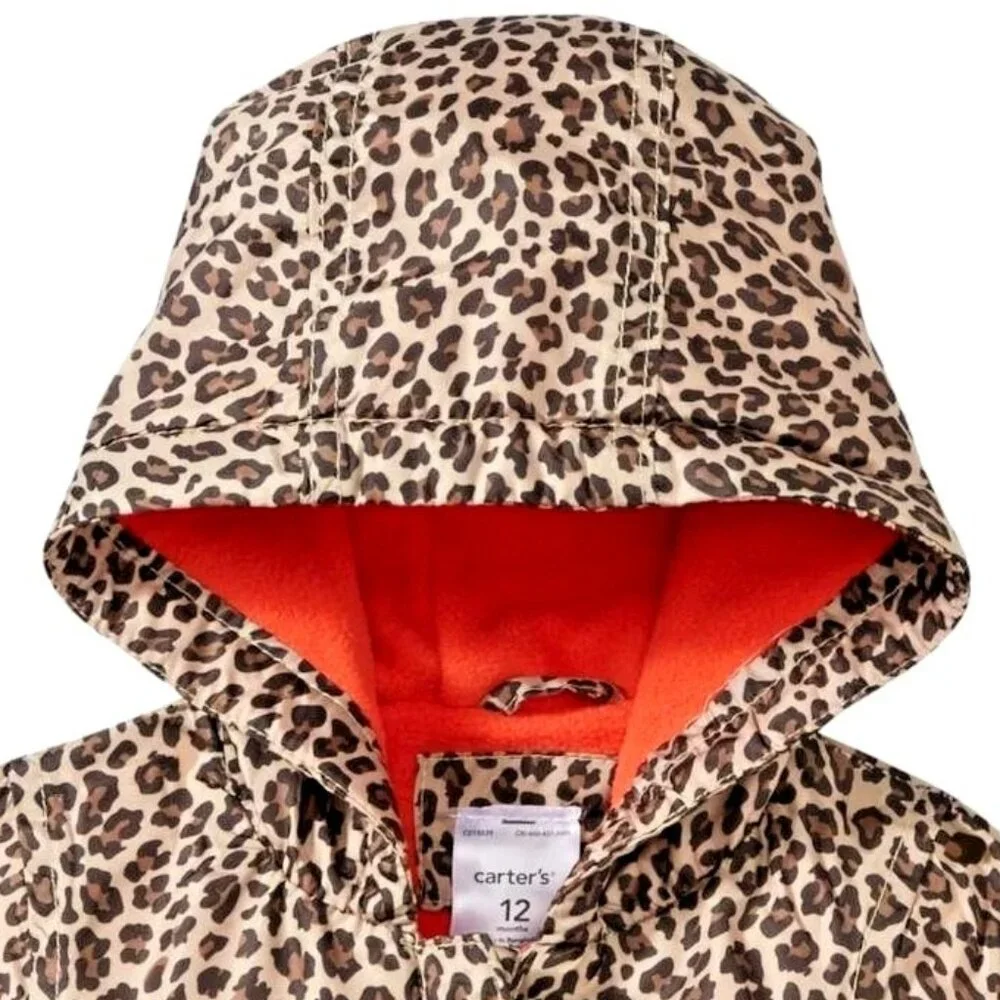 NWT Carter's Toddler Baby Girls Rain Jacket Leopard Raincoat Fleece-Line… - Picture 4 of 5